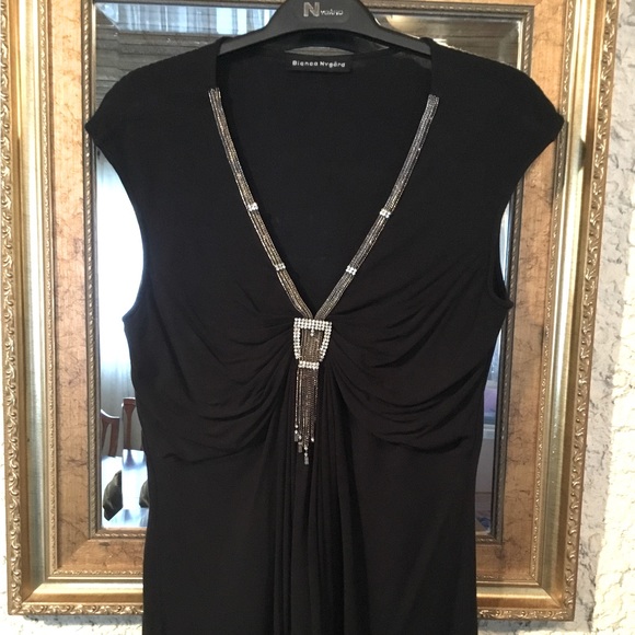 Bianca Nygard Black Evening Top with Chain/Crystal neck - Picture 2 of 7